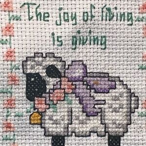 Cross-Stitch Sheep Art with Inspirational Quote